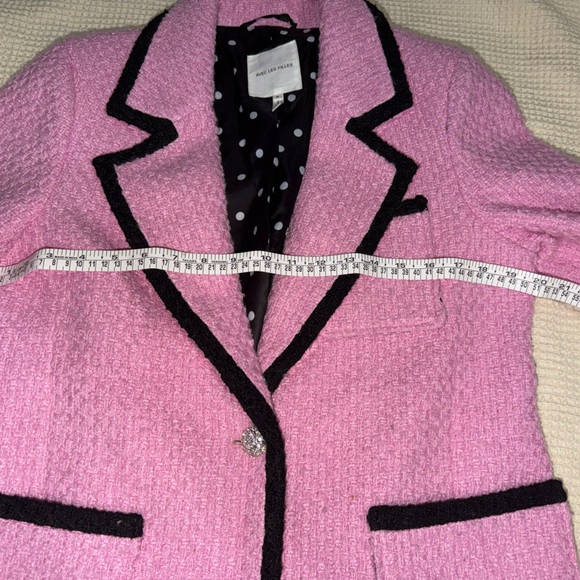 Anthro Avec Les Filles Pink Tweed Blazer – Black Trim, Size M - Picture 6 of 9